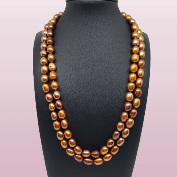 Brown Dyed CFWP Pearl Necklace/2 Bracelets/Earring SET - Picture 1 of 5